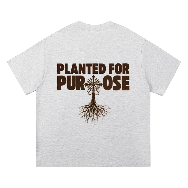Planted for Purpose T-shirt in heather grey, back print